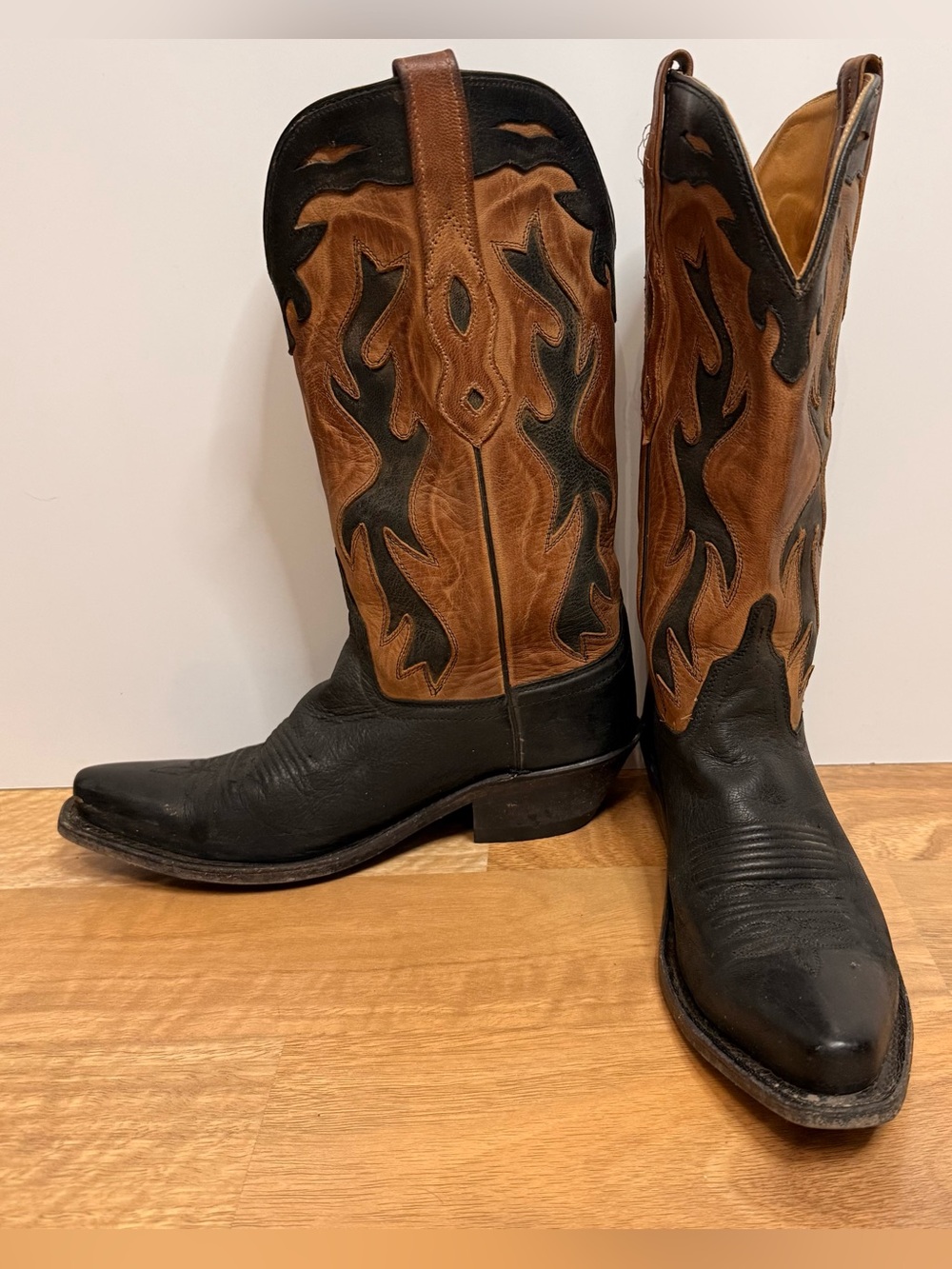Old West Black and Brown Leather Boots